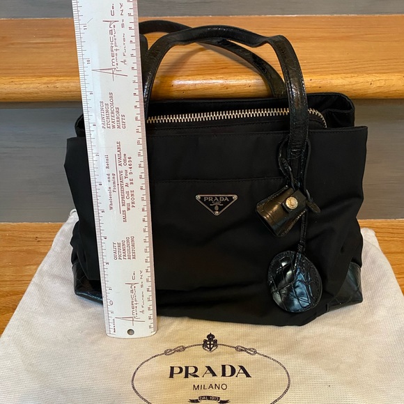 Prada Nero nylon and croc-finish leather satchel - Picture 3 of 12